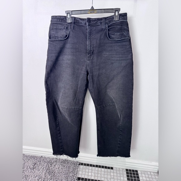 Just Black Denim - Black barrel leg jeans with raw hem.  Worn once.
